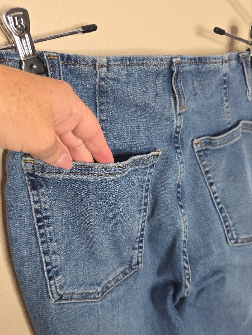 Free People We The Free Blue Slim Flare Jeans Sz 27 -See Measuments Boho Cropped - Picture 7 of 16